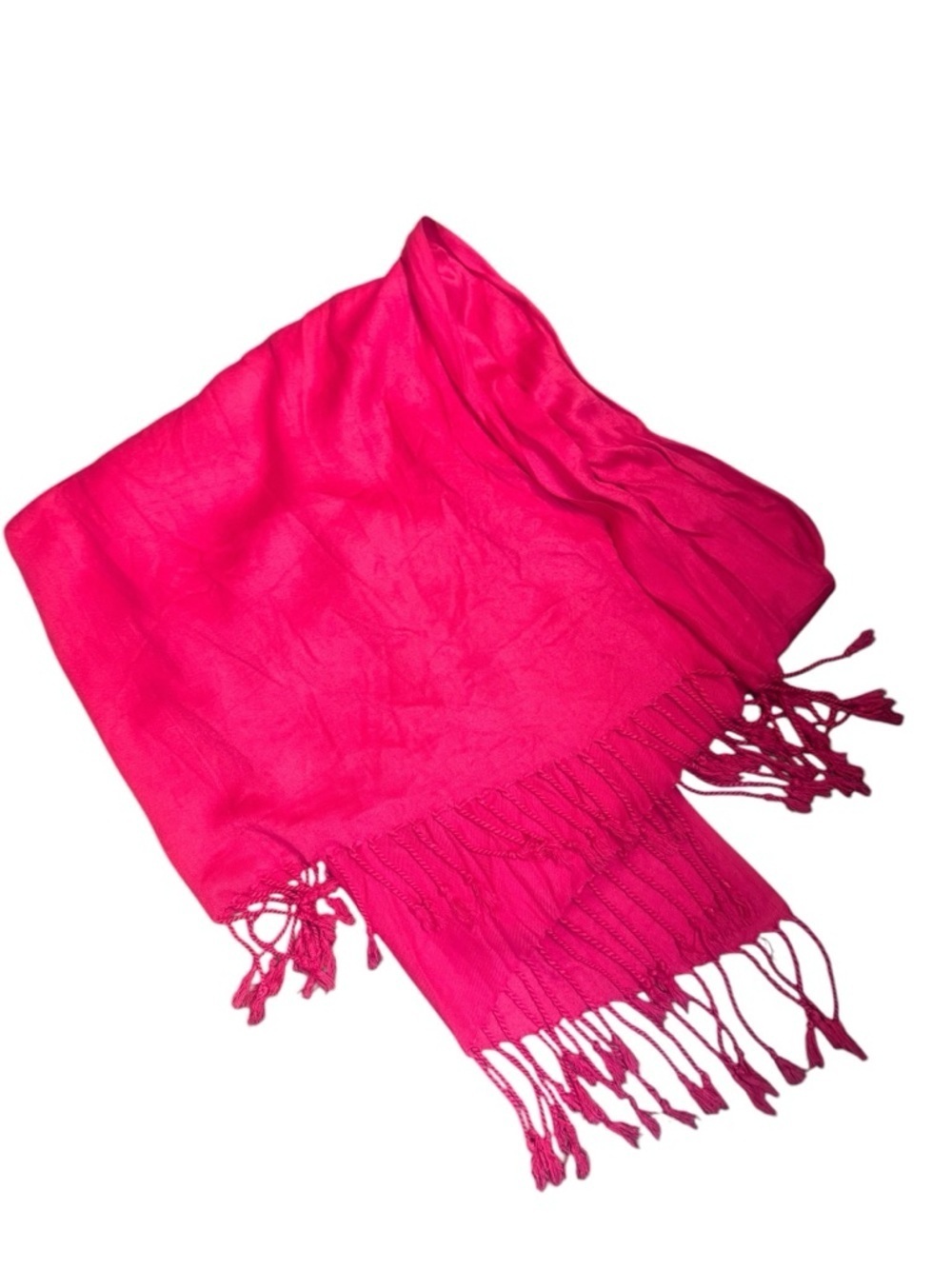 VIBRANT PINK Wrap Scarf Shawl Fringe Travel Vacation Flight Cruise One Size